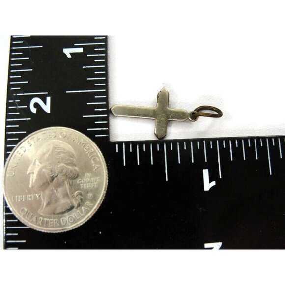 Plain Silver Tone Cross Charm Pendant Patina Vintage - Picture 3 of 8